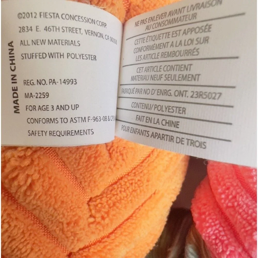 Fiesta 15” Colorful Corduroy Ribbed Monkey Plush stuffed Toy Well Loved See Pics